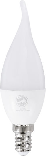GloboStar Λάμπα LED 6W 125mm για Ντουί E14 και Σχήμα C37T Θερμό Λευκό 564lm