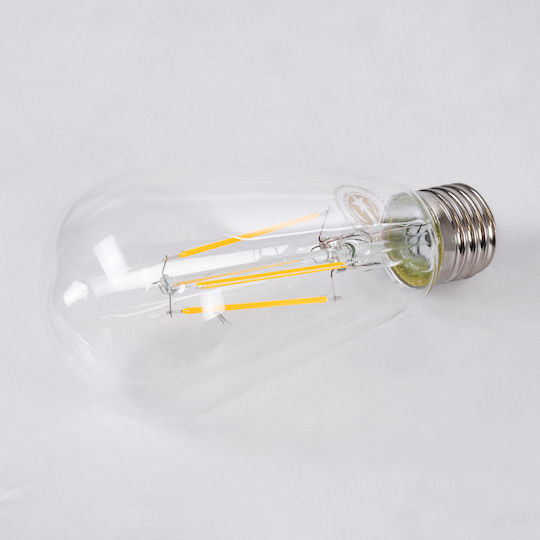 GloboStar Edison Retro LED Bulb 8W 145mm for Socket E27 and Shape ST64 Warm White 880lm Dimmable