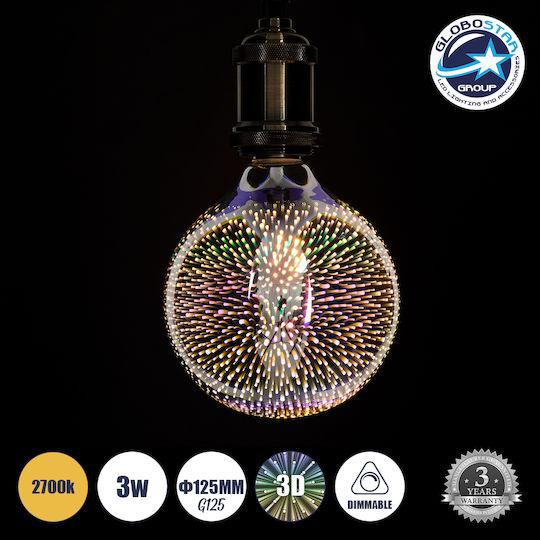 GloboStar Galaxy Extreme Glass LED крушка 5W 180mm за фасунга E27 и форма G125 Топло бяло 300лм
