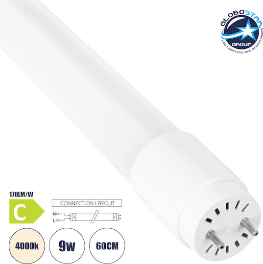GloboStar LED крушка 9W Тип Флуоресцентни 60εκ. за фасунга G13 и форма T8 Неутрално бяло 1530лм