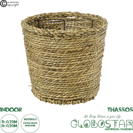 GloboStar THASSOS Κασπώ Ψάθινο Μπεζ 20x20x22εκ.