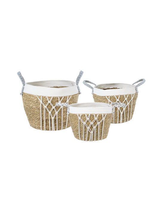 GloboStar Artificial Garden Sardinia Planter Macrame Beige with Stand 25x25x20cm.