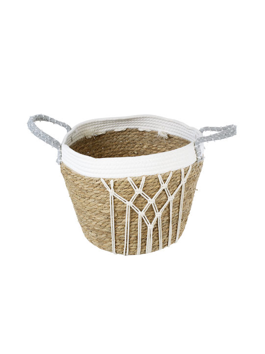 GloboStar Artificial Garden Sardinia Planter Macrame Beige with Stand 25x25x20cm.