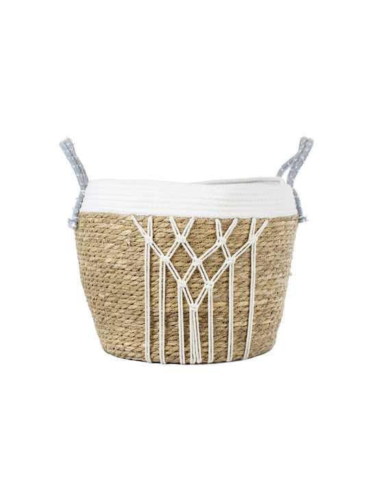 GloboStar Artificial Garden Sardinia Planter Macrame Beige with Stand 25x25x20cm.