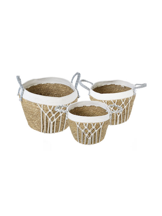 GloboStar Artificial Garden Sardinia Planter Macrame Beige with Stand 25x25x20cm.