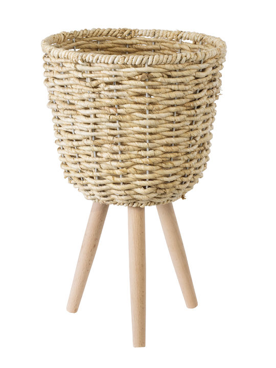GloboStar Artificial Garden Limnos Übertopf Korbweide Beige mit Gestell 26x26x42εκ.