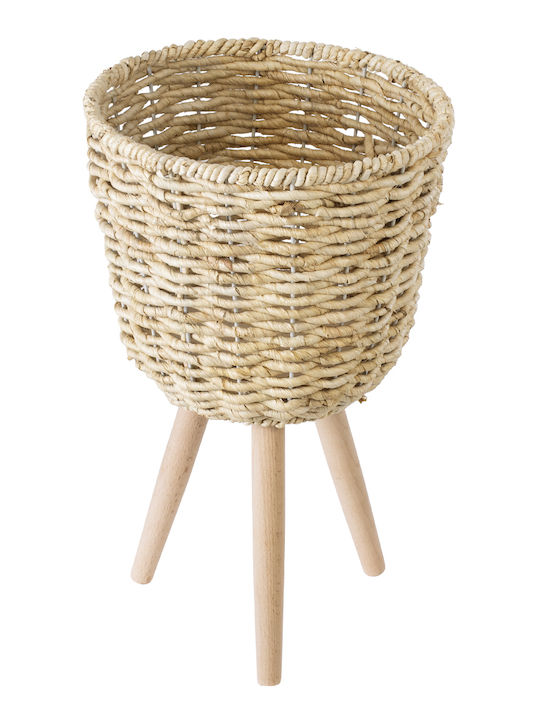 GloboStar Artificial Garden Limnos Übertopf Korbweide Beige mit Gestell 26x26x42εκ.
