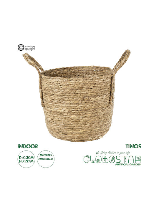 GloboStar TINOS Κασπώ Ψάθινο Μπεζ 30x30x27εκ.