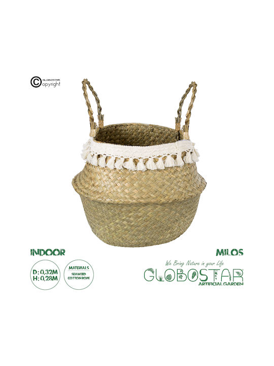 GloboStar MILOS Κασπώ Ψάθινο Μπεζ 32x32x28εκ.