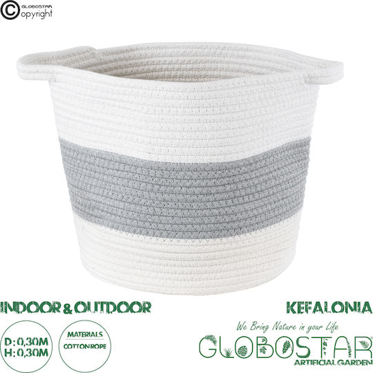 GloboStar Kefalonia Planter Wicker Gray with Stand 30x30x30cm.
