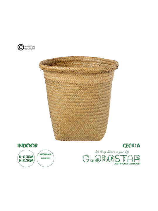 GloboStar Übertopf Korbweide Beige mit Gestell 30x30x30εκ.