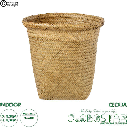 GloboStar Übertopf Korbweide Beige mit Gestell 30x30x30εκ.
