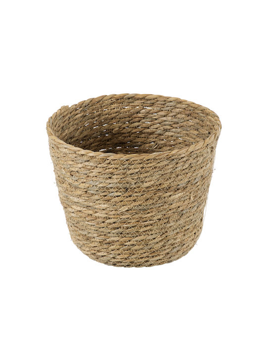 GloboStar Sifnos Planter Wicker Beige with Stand 25x25x15cm.