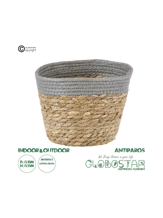 GloboStar Antiparos Übertopf Korbweide Beige mit Gestell 18x18x15εκ.