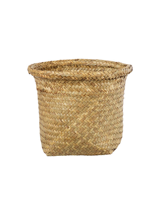 GloboStar Cecilia Übertopf Korbweide Beige mit Gestell 24x24x24εκ.