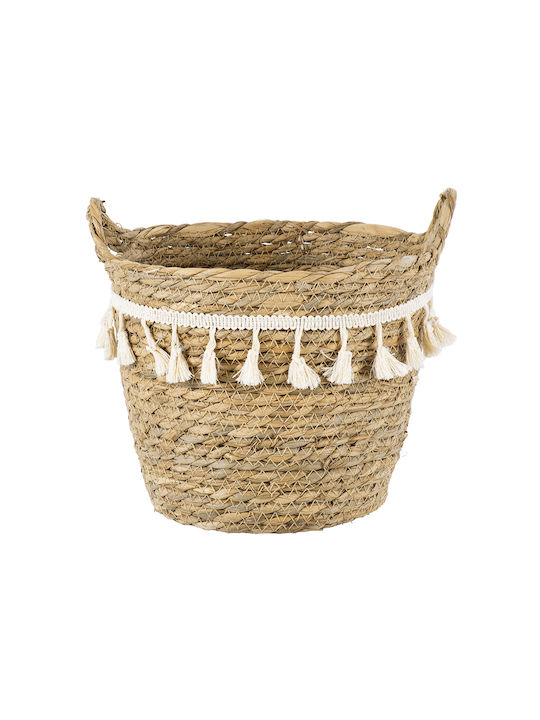 GloboStar Santorini Übertopf Makramee Beige mit Gestell 20x20x20εκ.
