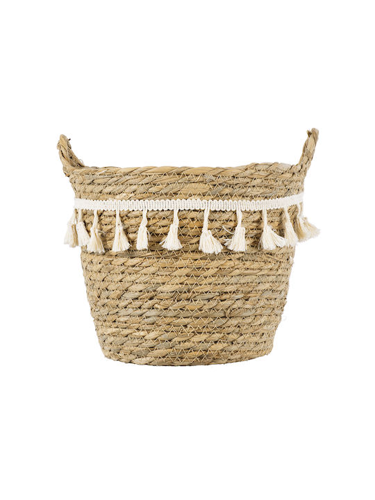 GloboStar Santorini Übertopf Makramee Beige mit Gestell 20x20x20εκ.