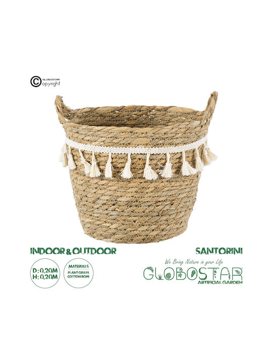 GloboStar Santorini Übertopf Makramee Beige mit Gestell 20x20x20εκ.