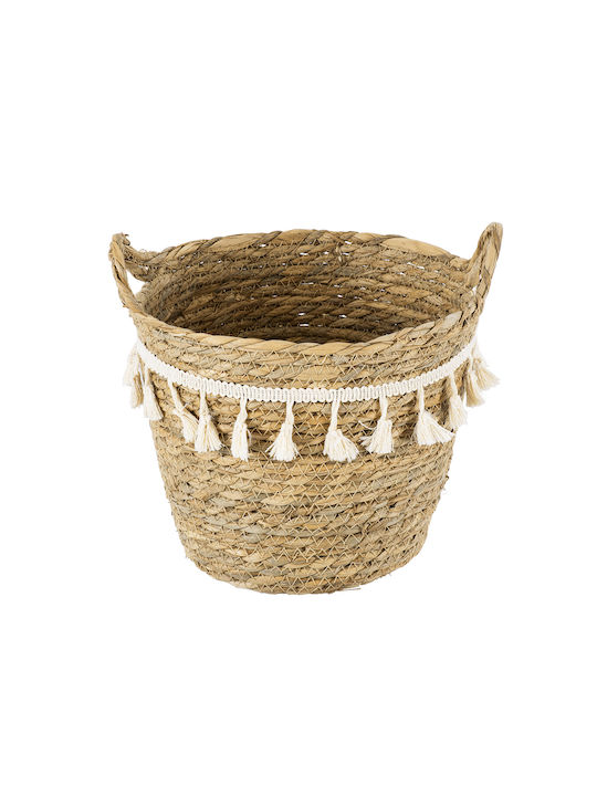 GloboStar Santorini Übertopf Makramee Beige mit Gestell 20x20x20εκ.