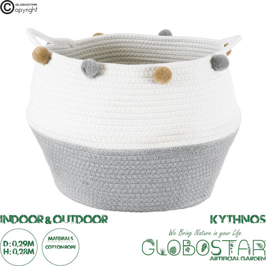 GloboStar Kythnos Planter Wicker Gray with Stand 29x29x28cm.