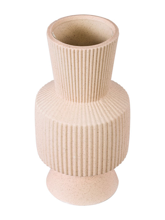 GloboStar Vază Decorativă Din ceramică Capri Bej 7.5x7.5x20cm 1buc