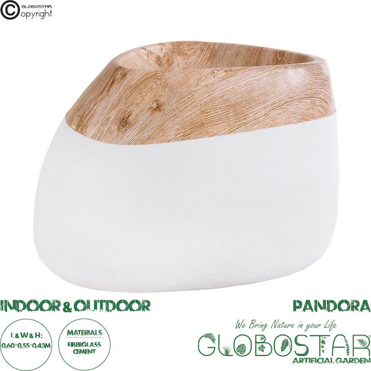 GloboStar Pandora Übertopf Polyester Braun mit Gestell 60x60x43εκ.