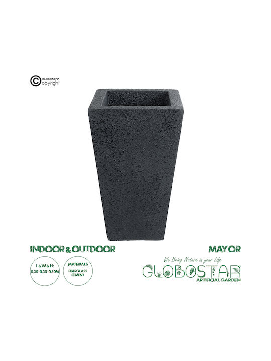GloboStar Mayor Übertopf Polyester Schwarz 30x30x50εκ.