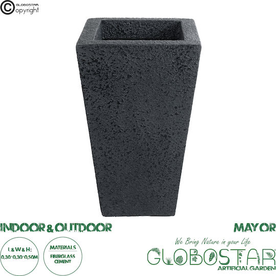 GloboStar Mayor Саксия Полиестер Черен 30x30x50εκ.