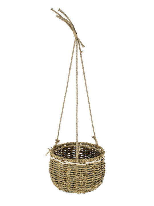 GloboStar Poros Hängend Übertopf Korbweide Beige 20x20x50εκ.