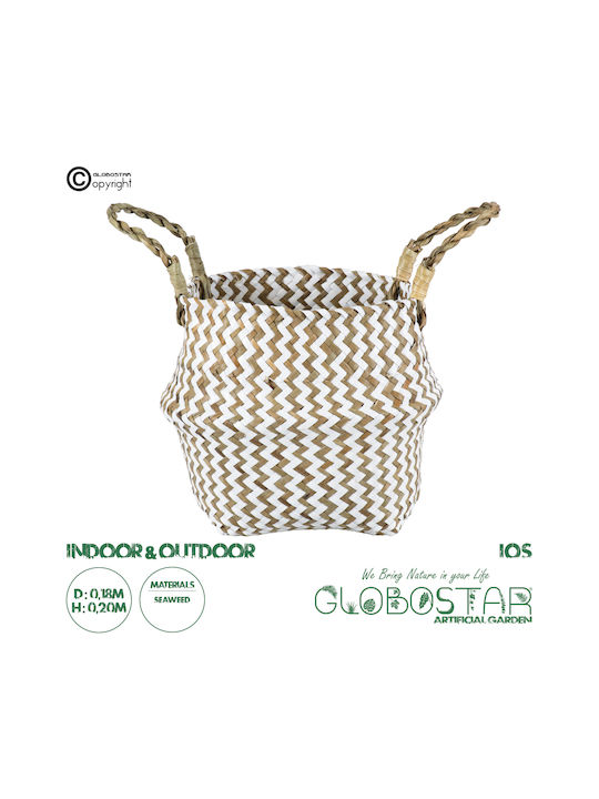GloboStar Ios Übertopf Korbweide Braun mit Gestell 18x18x20εκ.