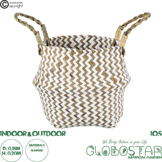 GloboStar Ios Übertopf Korbweide Braun mit Gestell 18x18x20εκ.