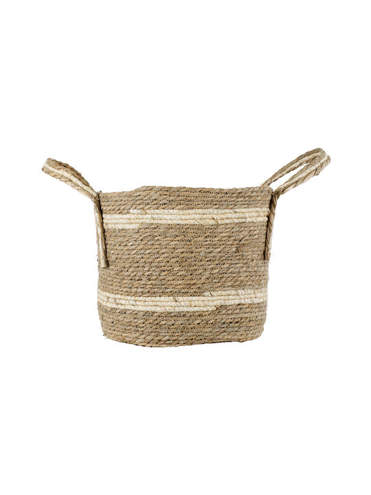 GloboStar Naxos Planter Wicker Beige with Stand 35x35x30cm.