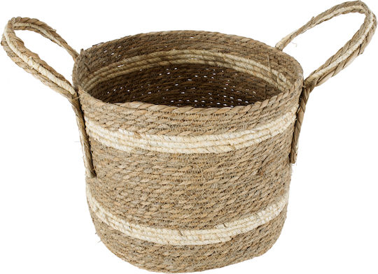 GloboStar Naxos Planter Wicker Beige with Stand 35x35x30cm.