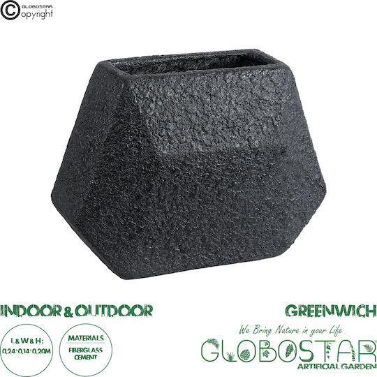 GloboStar Greenwich Κασπώ Πολυεστερικό Μαύρο με Βάση 24x14x20εκ.