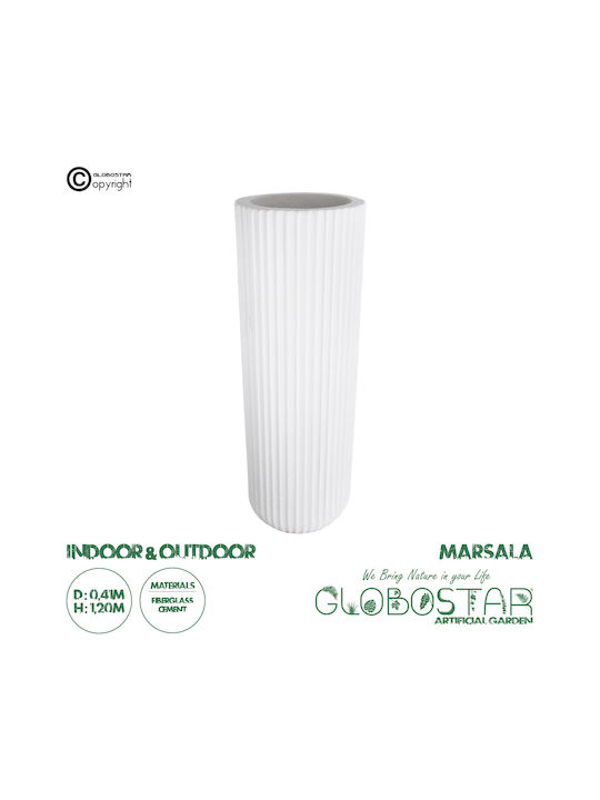 GloboStar Marsala Κασπώ Πολυεστερικό Λευκό με Βάση 41x41x120εκ.