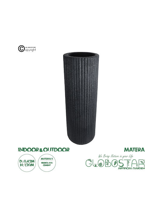 GloboStar Matera Übertopf Polyester Schwarz mit Gestell 42x42x120εκ.