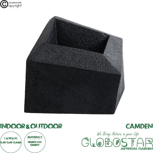 GloboStar Artificial Garden Camden Planter Polyester Black with Stand 49x49x44cm.