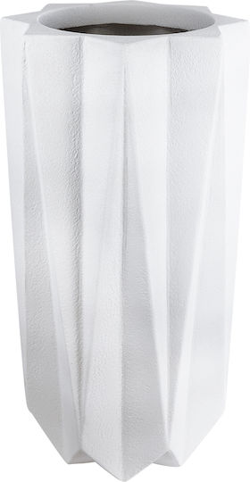 GloboStar Padova Übertopf Polyester Weiß mit Gestell 48x48x100εκ.