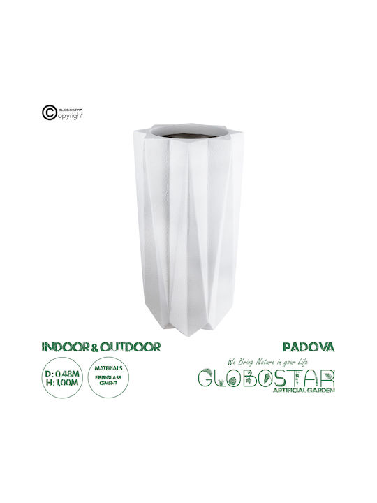 GloboStar Padova Planter Polyester White with Stand 48x48x100cm.