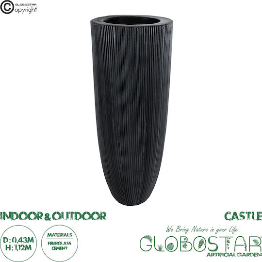 GloboStar Artificial Garden Castle Planter Polyester Black with Stand 43x43x112cm.