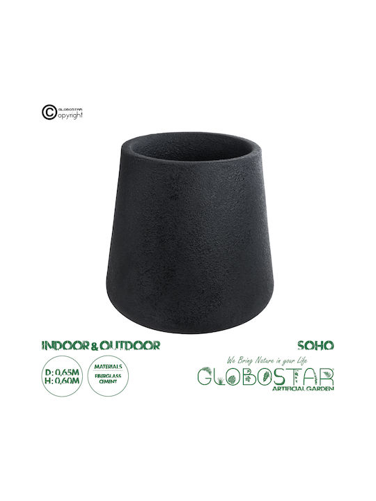 GloboStar Artificial Garden Soho Саксия Полиестер Черен Със стойка 65x65x60εκ.