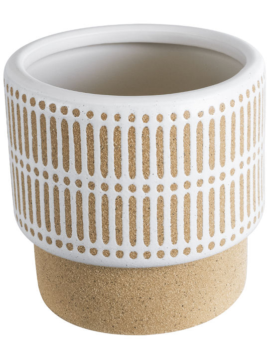 GloboStar Artificial Garden Amaretto Planter Ceramic Beige with Stand 11x11x11cm.