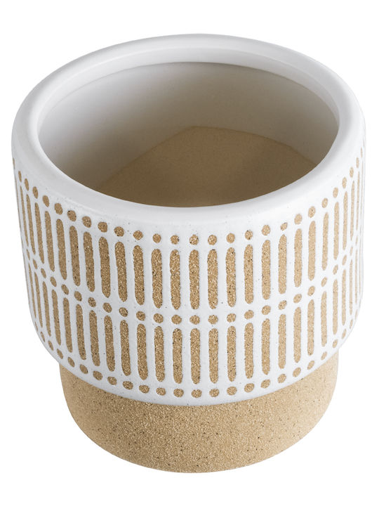 GloboStar Artificial Garden Amaretto Planter Ceramic Beige with Stand 11x11x11cm.