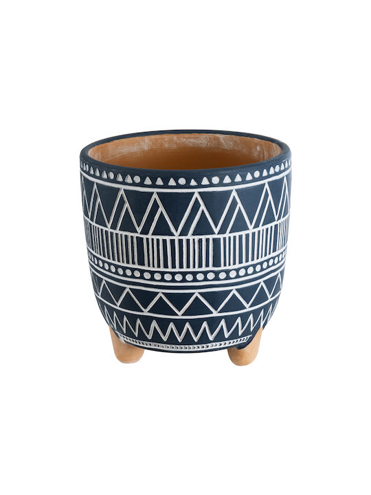 GloboStar Artificial Garden Mumbai Planter Ceramic Blue with Stand 16x16x16.5cm.