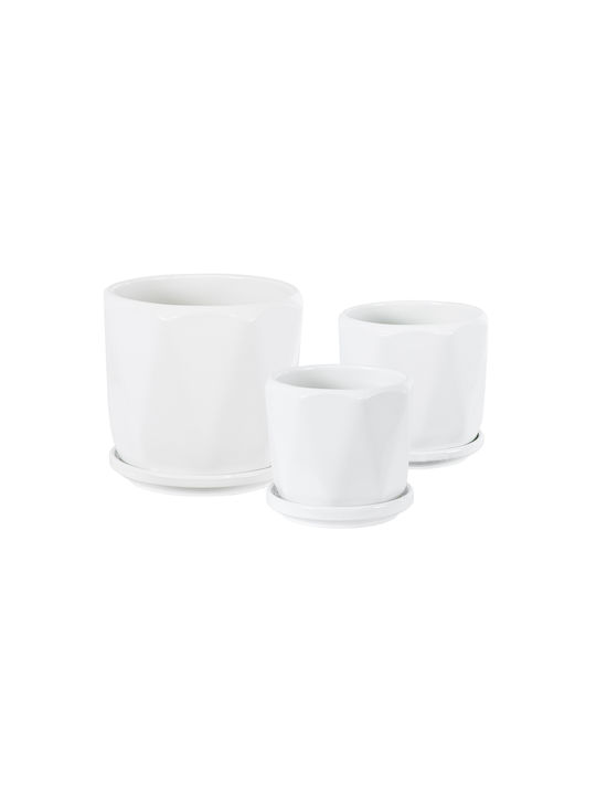 GloboStar Karpathos Planter Ceramic White with Stand 10x10x10cm.
