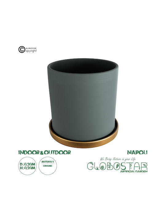 GloboStar Planter Ceramic Gray with Stand 20x20x20cm.