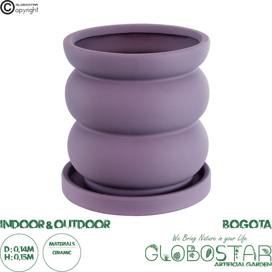 GloboStar Bogota Ghiveci Ceramică Violet cu suport 14x14x15εκ.