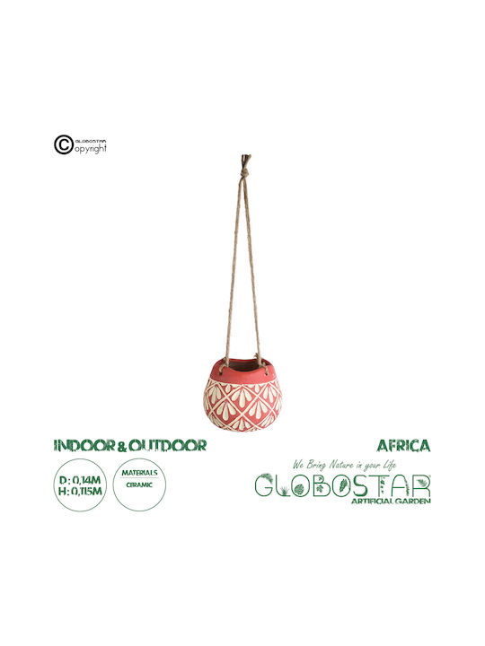 GloboStar Artificial Garden Africa Hängend Übertopf Keramik Rot 14x14x11.5εκ.