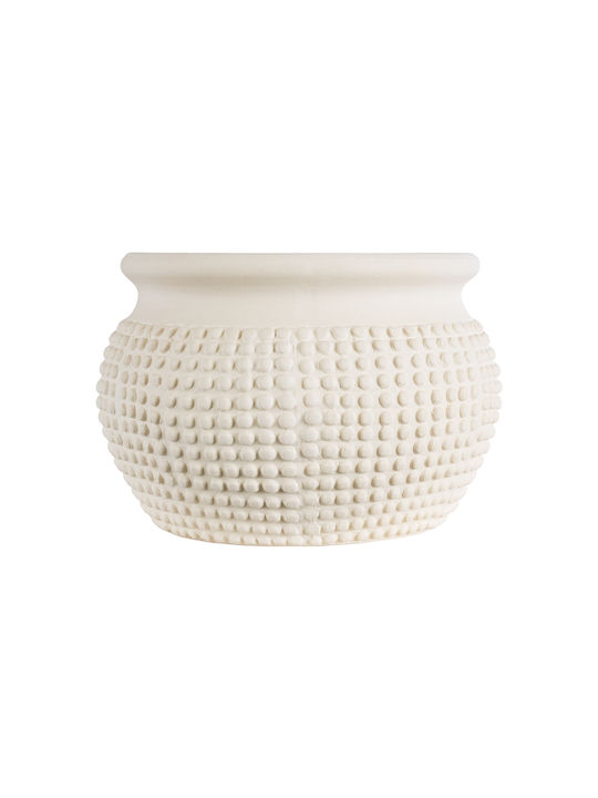 GloboStar Morelia Planter Ceramic Beige with Stand 19x19x13cm.