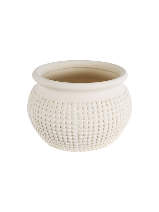GloboStar Morelia Planter Ceramic Beige with Stand 19x19x13cm.